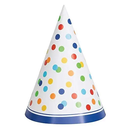 Produktbild: Partyhüte - Regenbogen-Punktmuster-Design - 8er-Pack