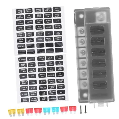 Produktbild: PartyKindom 1 Satz 6 Auto Sicherungshalter Kfz Ersatz Sicherungskästen Marine Boot Sicherungsblock Abgesicherter Verteilerblock 6 Wege Marine Sicherungsblock Auto Sicherungsblock 6 Wege