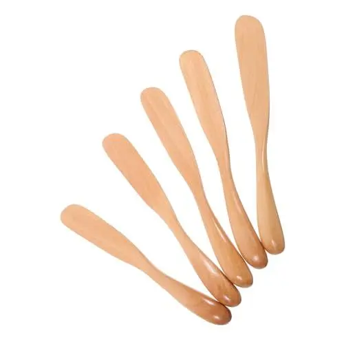Produktbild: PartyKindom 1 Satz Geschirr Frischkäseaufstrich Küchengeräte Sandwich-spreader Sandwichmesser Butterstreichmesser Gewürzmesser Marmeladenverteiler Hölzern Beige Wiederverwendbar 5st