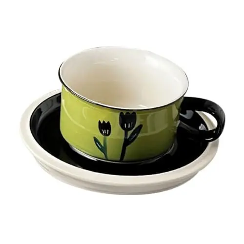 Produktbild: PartyKindom 1 Satz Kaffeetassen-Set Cappuccino-Becher Tassen-Untertassen-Set esspressokaffeetassen set caffe tassen set Kaffeebecher Cappuccino-Tasse Teebecher Becher mit Henkel Keramik