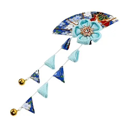 Produktbild: PartyKindom 1 Stück Haarschmuck im japanischen Stil Mädchenzubehör Kirsche Kimono-Haarschmuck Haarzubehör Quaste Haarklammer japanische Kopfbedeckung asiatische Haaraccessoires Legierung Blau