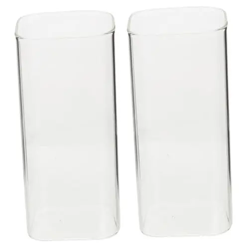 Produktbild: PartyKindom 2stücke Transparente Glasbecher Getränkebecher Für Milch Saft Wasser Kaffee Klare Quadratische Trinkgläser Aus