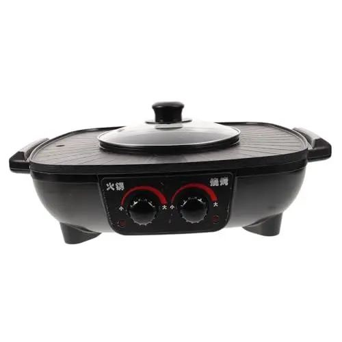 Produktbild: PartyKindom Multifunktionaler Elektrischer Hotpot und Grill Rauchfreier Antihaft-kochtopf mit Glasdeckel für Zuhause und Restaurant für Partys und Gesellige Abende