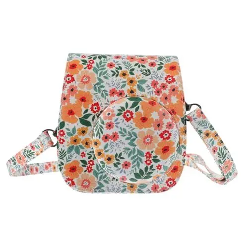 Produktbild: PartyKindom Sofortbildkamera Tasche Mit Blumenmuster Pu Kameratasche Für Mini Stoßfest Verstellbarer Schultergurt Praktisch Für Fotos Kamera Stilvolle Umhängetasche Für Damen