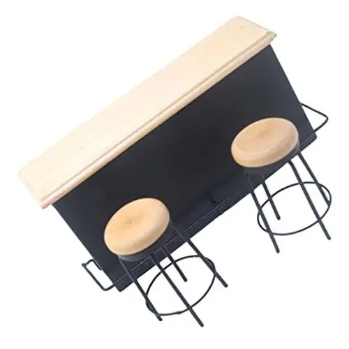 Produktbild: PartyKindom Miniatur Puppenhaus Bar Set Holz Bar Counter Mit Stühlen Robuste Möbel Für Mini-häuser Lifelike Puppenhaus Zubehör Für Spiel Und Dekoration