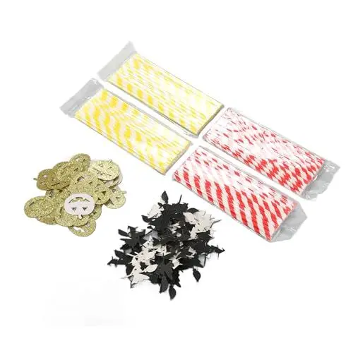 Produktbild: Halloween-Papierstrohhalme, Party-Strohhalme, Niedlich, Stilvoll, 100 Stück, 7,7 Zoll Lang, Multifunktional, Leuchtende Farben mit Karten für Party