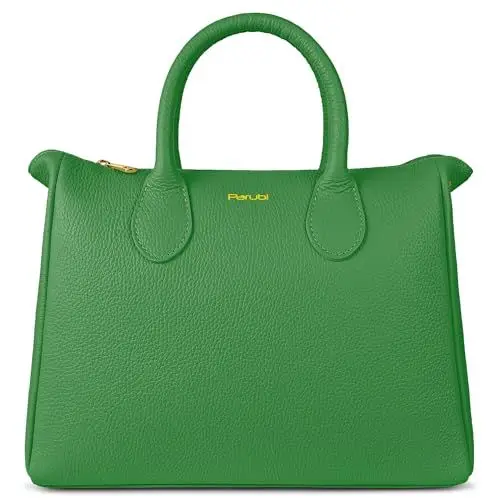 Produktbild: Parubi Handtasche mit Umhängeband, Handtaschen mit weichem echtem Leder, Umhängetasche Made in Italy, mittelgroße elegante Tasche mit Griffen und Riemen für Frauen und Mädchen (Model Ada)
