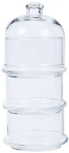 Produktbild: PASABAHCE 488854 Patisserie Basic Set 3 stapelbare Behälter mit Kuppel, Glas, transparent,,12x26 cm
