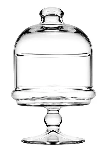 Produktbild: Pasabahce 96878 Mini-Patisserie aus Glas mit Haube, Kleiner Tortenständer rund, Ø 118 mm, H 185 mm, Servierteller auf Fuß, befüllbar, für Pralinen u. Gebäck