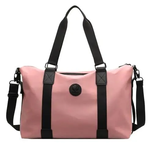 Produktbild: Pasdrucn Sporttaschen Für Herren Und Damen, Fitnesstaschen, 26L Reisetaschen Mit Großem Fassungsvermögen, Schwimmtaschen, Fitness Für Wochenendreisen, Wasserdicht, Mit Feuchtigkeitsbarriere(Pink)
