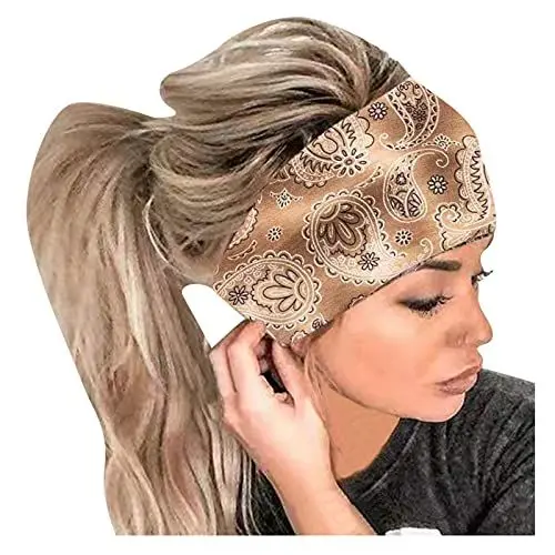 Produktbild: Pashmina Schal Damen Schal Schwarz Damen Winter Frauen elastischer Haarreif für das Haarbügel Wrap Head Headband Tücher Einfarbig Halstuch Damen Seide Einfarbig (Khaki, One Size)