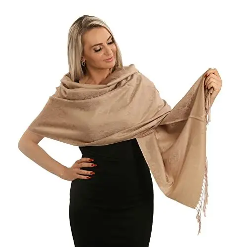 Produktbild: PashminaShine-Schals-Schal Damen-Kaschmir Weich-Seide Leicht-Schal Damen Frühling-Halstuch Damen-Pashmina Schal Damen-Schal Herren-Schal Damen Sommer-Schals und Tücher für Damen-Herbst-Beige