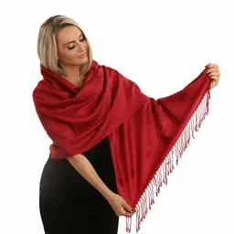 Produktbild: PashminaShine-Weich wie Kashmir-Seide Leicht-Schal Sommer-Halstuch Damen-Pashmina-Schal Herren-Schals und Tücher-Pashmina für Damen-Halstuch. (Tief Rot)