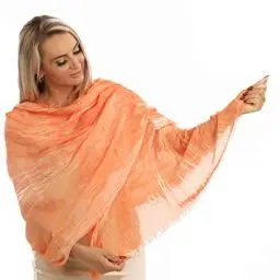 Produktbild: PashminaShine-Weiches Orange-Shal Damen Kashmirweich für Geschmackvoll Looks,Elegante Anlässe l Modal | 185 x 85 cm l Stola l Winter Shal | Made in Italy | Herbst | Fashion |Pashmina