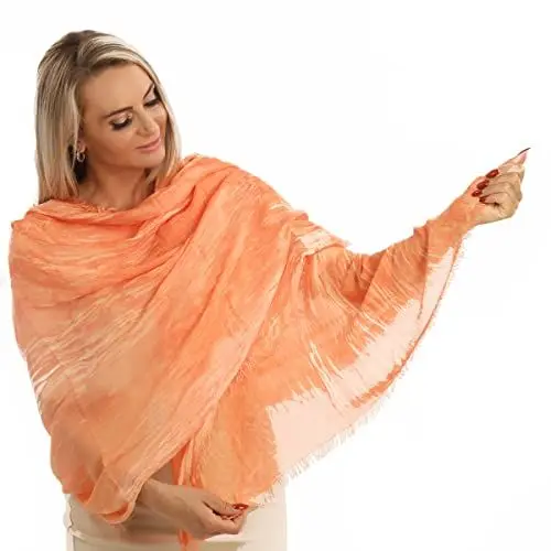 Produktbild: PashminaShine-Weiches Orange-Shal Damen Kashmirweich für Geschmackvoll Looks,Elegante Anlässe l Modal | 185 x 85 cm l Stola l Winter Shal | Made in Italy | Herbst | Fashion |Pashmina