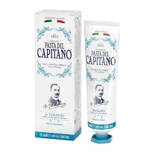 Produktbild: Pasta del Capitano 1905, Raucherzahnpasta, Speziell für Raucher entwickelt, Bekämpft Zahnsteinbildung, Frischer Pfefferminzgeschmack, 100% Made in Italy, 75 ml Tube