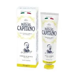 Produktbild: Pasta del Capitano 1905, Zitronen-Zahnpasta aus Sizilien, Hält das Zahnfleisch gesund und bekämpft schlechten Atem, Enthält organische Zitronenextrakte, 100% Made in Italy, 75 ml Tube