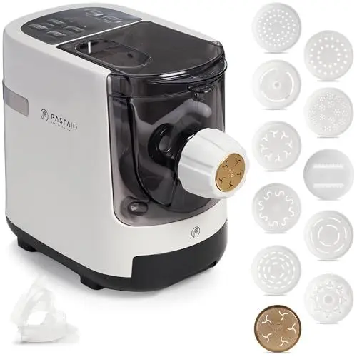 Produktbild: Pastaio Nudelmaschine mit 12 Aufsätzen (davon 1 aus Bronze) Nudelmaschine, integrierte Waage, schnelle Extrusion, bis zu 800 g Teig, bis zu 16 verschiedene Nudelsorten Classe Italy