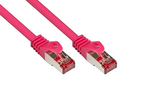 Produktbild: Good Connections Cat. 6 Ethernet LAN Patchkabel mit Rastnasenschutz RNS, S/FTP, PiMF, PVC, 250Mhz, Gigabit-fähig (10/100/1000-Base-T Ethernet Netzwerke), für Patchfelder, Patchpanels, Switch, Router, Modems, magenta, 0,25m