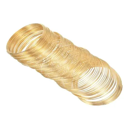 Produktbild: PATIKIL 100 Schleifen Memory Wire, 1 Stück 1 mm 18 Gauge Schmuckdraht Basteldraht Memory Stahldraht für Schmuckherstellung Armbänder Perlen DIY Handwerk, Dunkelgold