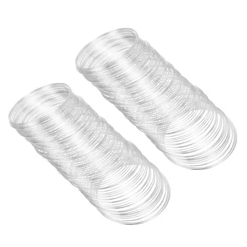 Produktbild: PATIKIL 100 Schleifen Memory Wire, 2 Stück 0,8 mm 20 Gauge Schmuckdraht Basteldraht Memory Stahldraht für Schmuckherstellung Armbänder Perlen DIY Basteln, Silber