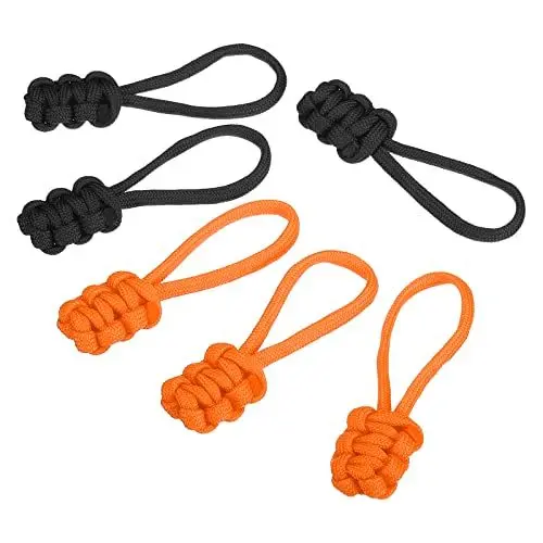 Produktbild: PATIKIL 10Pack Reißverschlusszüge Ersatz Erweiterungskabel Handgriff Befestigung Zuglasche Verlängerer Fixierer Schieber Kopf Reparatur Kit für Gepäck Rucksack Jacke Schwarz Orange