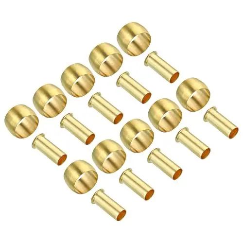 Produktbild: PATIKIL 8mm Rohr AD 20Pack Messing Kompression Hülsen Zwingen Messing Zwinge Fitting und Schlauch Einfügen Unterstützung Sortiment Kit für Luft Wasser Gas Rohr
