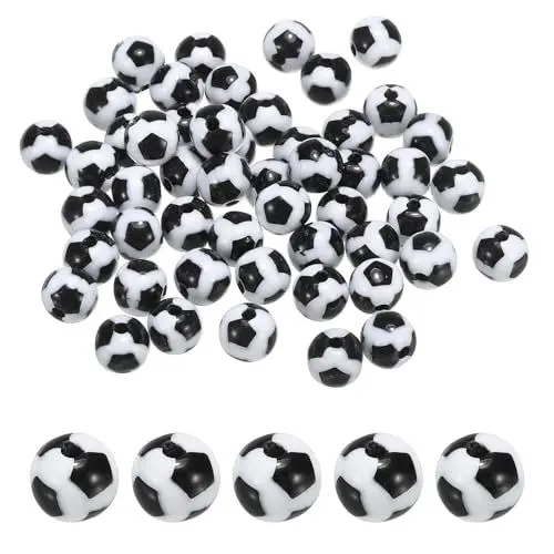 Produktbild: PATIKIL 12mm Sportball Perlen 20 Pack Opake Acryl Sport Perlen Fußball Perlen Abstandshalter Lose Perlen Handwerk für Heimwerker Halskette Armband Schlüsselband Ohrring Schwarz Weiß