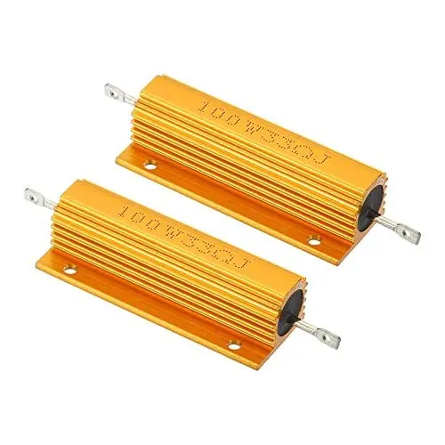 Produktbild: PATIKIL 2 Stück 100W 33 Ohm Aluminium Hülle Widerstand Gehäuse Draht Widerstände Schraube Tap Leistungswiderstand Goldton