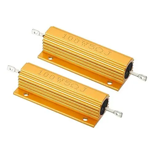 Produktbild: PATIKIL 2 Stück 100W 5 Ohm Aluminium Hülle Widerstand Gehäuse Draht Widerstände Schraube Tap Leistungswiderstand Goldton