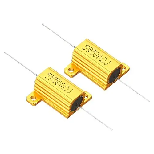 Produktbild: PATIKIL 2 Stück 5W 500 Ohm Aluminium Hülle Widerstand Gehäuse Draht Widerstände Schraube Tap Leistungswiderstand Goldton