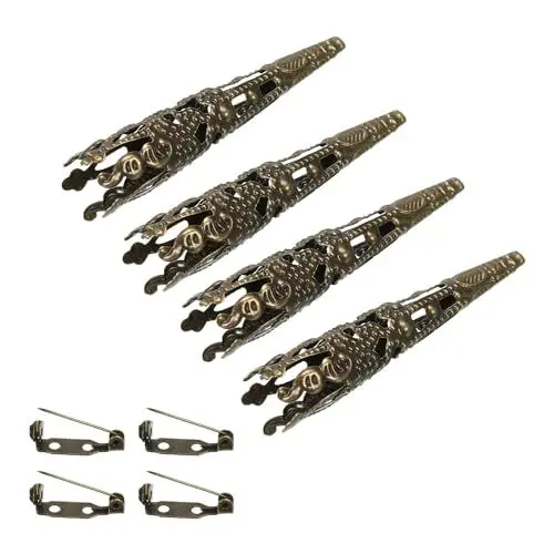 Produktbild: PATIKIL 41mm Korsage Dekorative Halterung 4Stk Brosche Stift Vase Tasche Boutonniere Halter mit Stabstifte für Hochzeit Party Basteln Handwerk Bronze