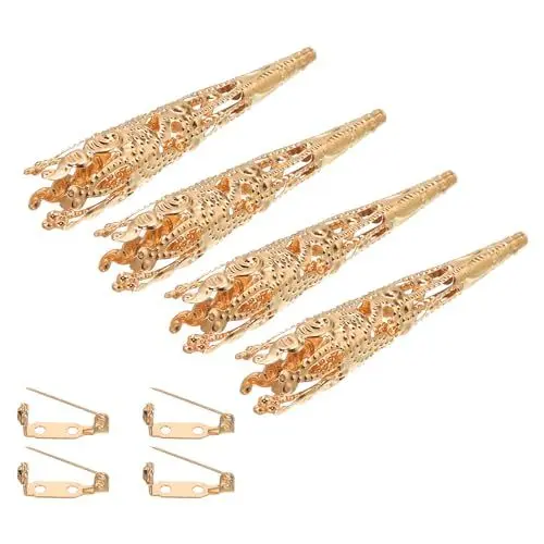 Produktbild: PATIKIL 41mm Korsage Dekorative Halterung 4Stk Brosche Stift Vase Tasche Boutonniere Halter mit Stabstifte für Hochzeit Party Basteln Handwerk Rose Gold