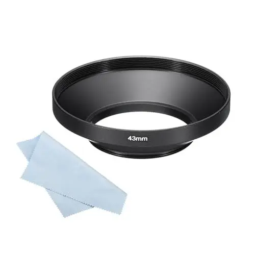 Produktbild: PATIKIL 43mm Gegenlichtblende, Weitwinkel, Matte Oberfläche, innen antireflektierende Blende mit Reinigungstuch für Kameraobjektiv, Schwarz