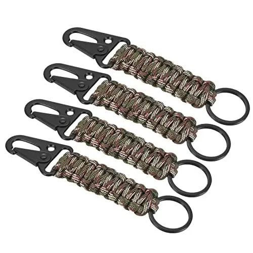 Produktbild: PATIKIL 4 Packung Orange Schwarz Paracord Schlüsselanhänger, Geflochtener Lanyard Schlüsselclip Ledergürtel Überlebend Schlüsselanhänger für Schlüssel Frauen Männer