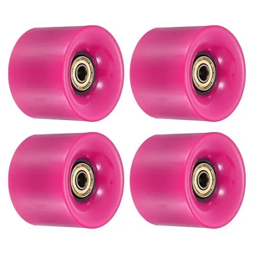 Produktbild: PATIKIL 4 Stück 60mm Longboards Rollen mit Lager ABEC-1 Skateboard Rad Straße Rollen für Skateboards Cruiser Räder Ersatz 80A Rose Rot Goldton