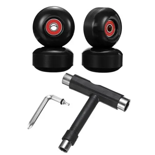 Produktbild: PATIKIL 52mm 95A Skateboardräder mit roten Lagern, 4er Pack Street Wheels mit Skate-Tool für Skateboard-Tricks, Cruiser Wheel Ersatz, Schwarz
