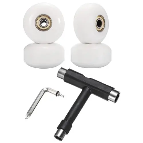 Produktbild: PATIKIL 52mm 95A Skateboardräder mit silbernen Kugellagern, 4er Pack Street Wheels mit Skate-Tool für Skateboard-Tricks, Cruiser Wheel Ersatz, Weiß