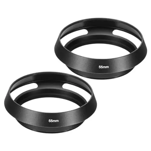 Produktbild: PATIKIL 55mm Objektivblende, 2 Stück Standard Belüftete Matte Oberfläche Anti-Reflexion Innen Hohl Objektivblende für universelle Kameraobjektive, Schwarz