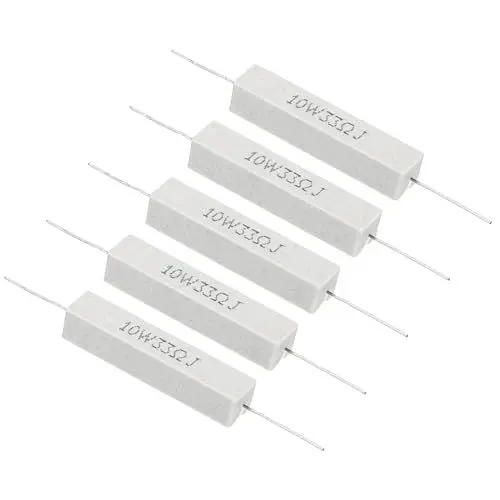 Produktbild: PATIKIL 5 Stück 33 Ohm Widerstände, 10W Keramikzementwiderstand Power Cement Resistor Kit Toleranz 5% für Netzadapter Audio Computer TV Leiterplatte