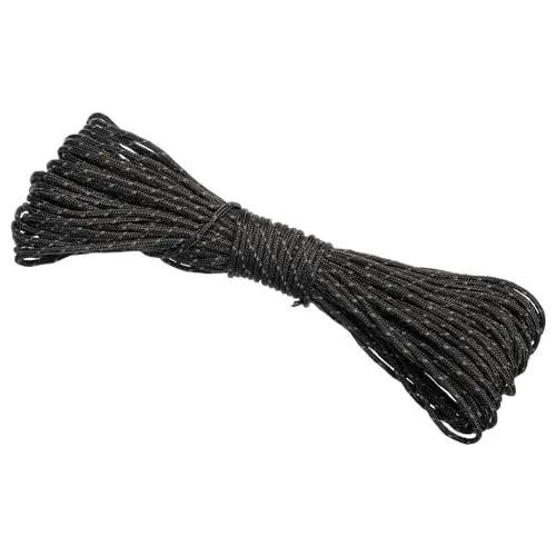 Produktbild: PATIKIL 65 Fuß reflektierende Abspannleine für Camping, 2mm Zeltleine aus Nylon Paracord Seil für Campingzelt, Tarps und Wandern, Schwarz (20M)
