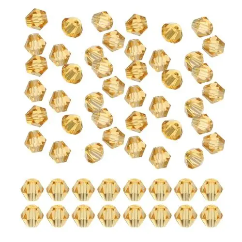 Produktbild: PATIKIL 6mm Bicone Glasperlen, 450 Stück kleine facettierte Bicone Kristallperlen Charme für Ohrringe Armbänder Halsketten Ringe Schmuckherstellung DIY, Bernstein
