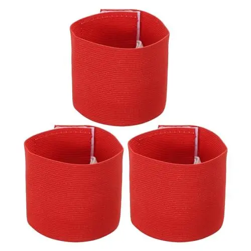 Produktbild: PATIKIL 9.4x2.5 Fußball Kapitänsbinde, 3er Pack Nylon Unisex Elastische Armabzeichen Verstellbar für Erwachsene, Rot