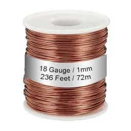 Produktbild: PATIKIL 99.9% Weich Kupfer Draht 18 Gauge/1mm Durchmesser 236Ft/72m 1.1 Pfund Spule Reiner Kupferdraht für Schmuck Herstellung Sicken Garten Pflanzen