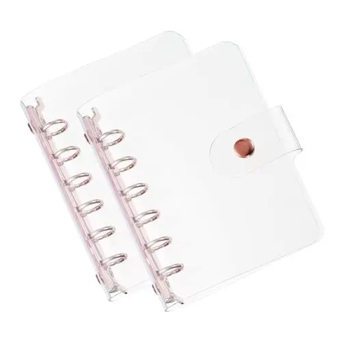 Produktbild: PATIKIL A7 Klare Binderabdeckung, 2 Stück weiche PVC-Loose-Leaf-Binder-Schutzhülle mit Druckknopfverschluss, 6 Roségold-Ringe für DIY-Meeting-Notizbuch-Ordner, klar