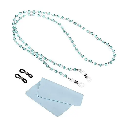 Produktbild: PATIKIL Brille Kette für Frauen Stylische Brillenkette Sonnenbrille Riemen Brillen Perlen Schnur Halter mit Schlaufen Enden für Lesen Blau Leichte Brillen Rosa