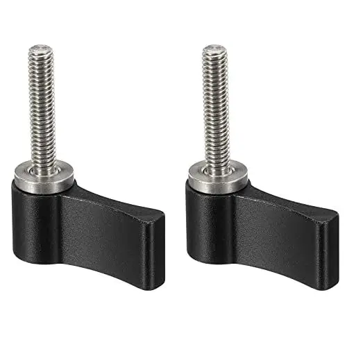 Produktbild: PATIKIL M4 20mm 2Pack Stecker Gewinde Drehknopf Alu Legierung Einstellbar Hebelschraube mit Einzelflügel für Kamera Ausrüstung Schwarz
