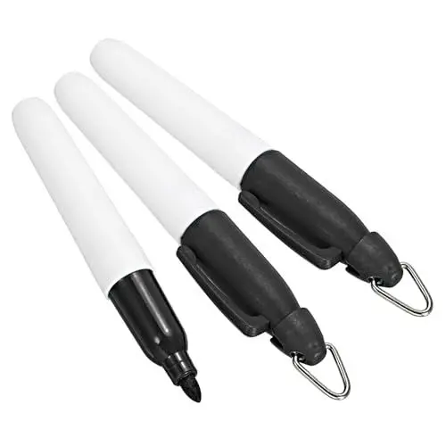 Produktbild: PATIKIL Mini Permanent Marker, 3er Pack Golfball-Marker-Stifte mit Schlüsselanhänger-Clip für Büro, Meetings und Outdoor-Aktivitäten, Schwarz