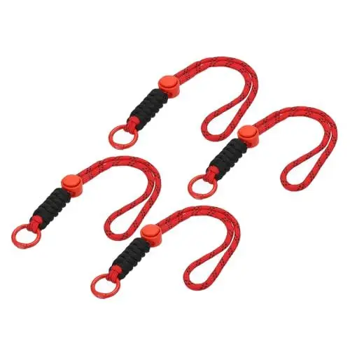 Produktbild: PATIKIL Paracord Schlüsselband, 4 Stück Handy Schlüsselband Seil Handgelenk Lanyards Geflochtener Riemen mit Karabinerhaken zum Aufhängen von Schlüsseln, Rot, Schwarz