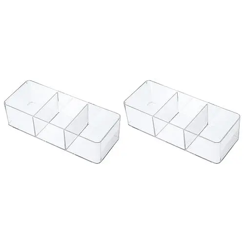 Produktbild: PATIKIL Plastik Abschlagbox 2 Pack 3 Fächer Teebeutel Organizer Kaffee Tasche Lagerung Behälter für Küche Speisekammer Kabinett Arbeitsfläche Stil 3 Klar